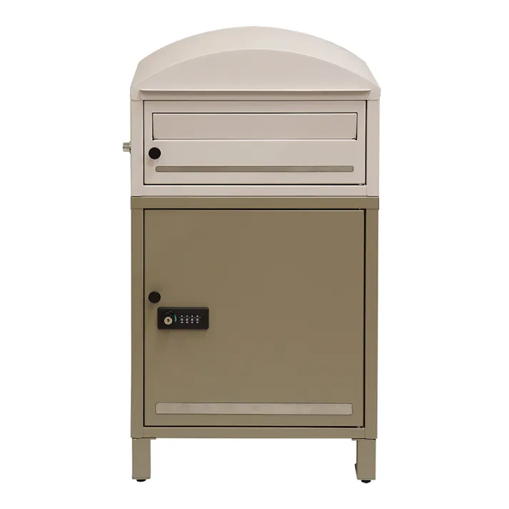 MOJYU 宅配ボックス付きポスト Remo レーモ クリーム/ミルクティーベージュ PBX-086 幅40cm 高さ74cm 奥行35cm