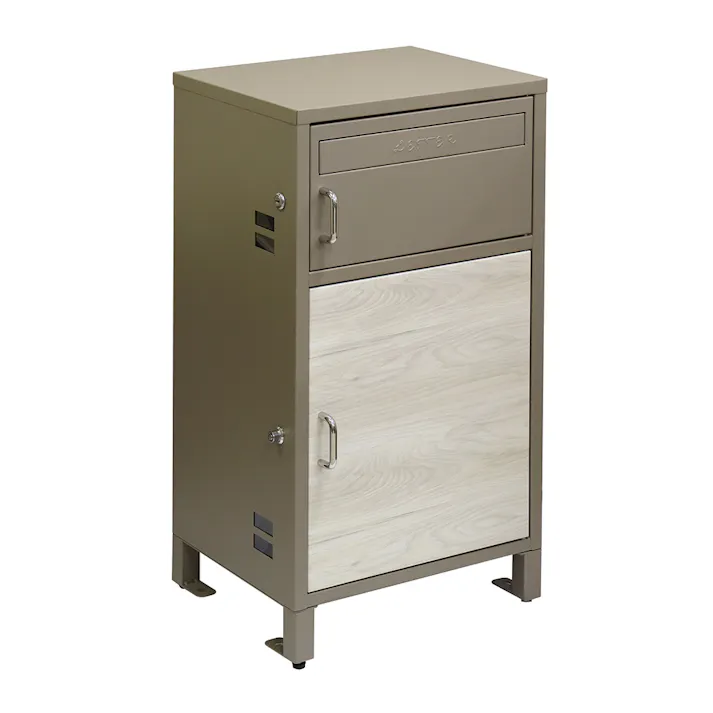 MOJYU 宅配ボックス付ポスト Dante ダンテ ベージュ/ホワイト木目 PBX-116 幅40cm 高さ75cm 奥行36.5cm