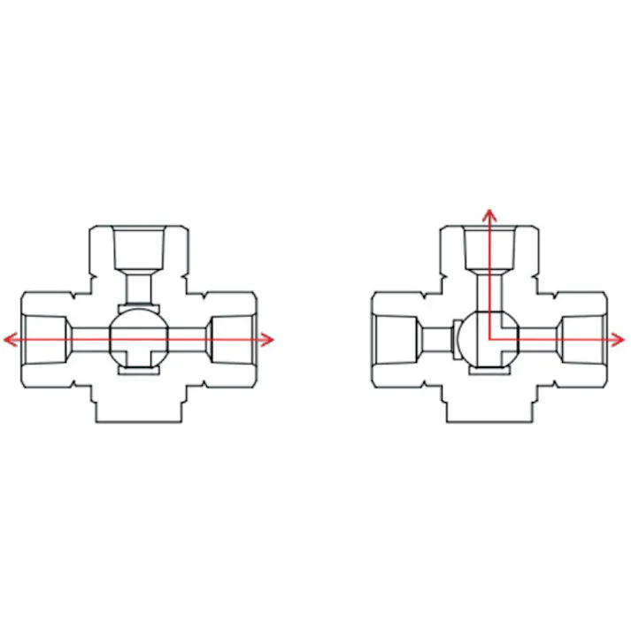 【CAINZ-DASH】アソー 内×内ネジ型(Tポート)(RoHS指令相当品) 三方 PT3/8 BX-2333R-S1【別送品】