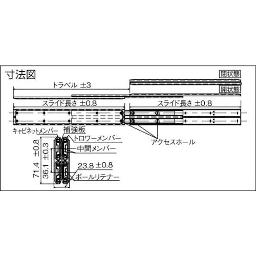 CAINZ-DASH】日本アキュライド ダブルスライドレール６０９．６ｍｍ