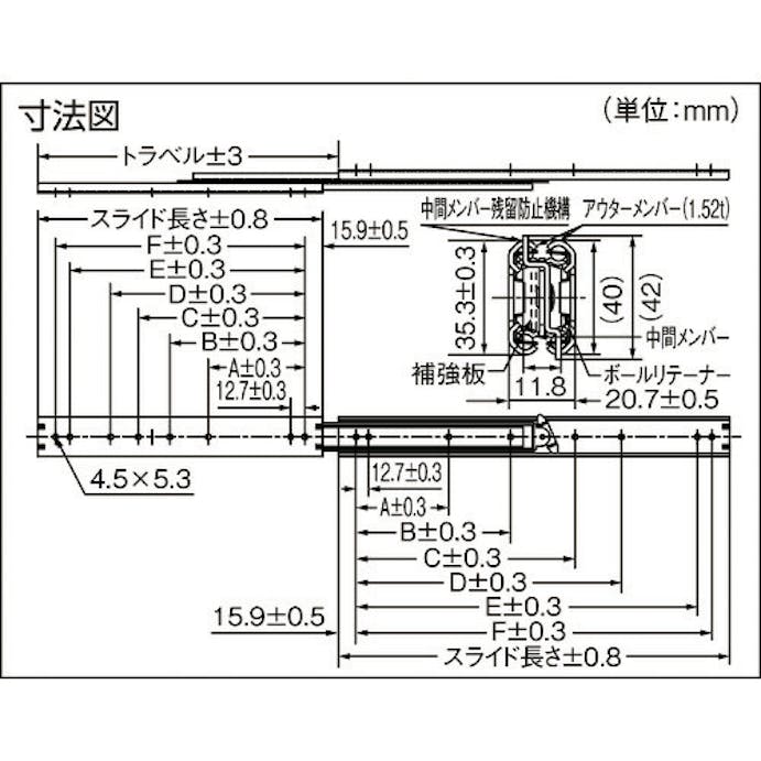 【CAINZ-DASH】日本アキュライド フロントリアトラベルスライドレール長さ４５７．２ｍｍ C301-18TW【別送品】