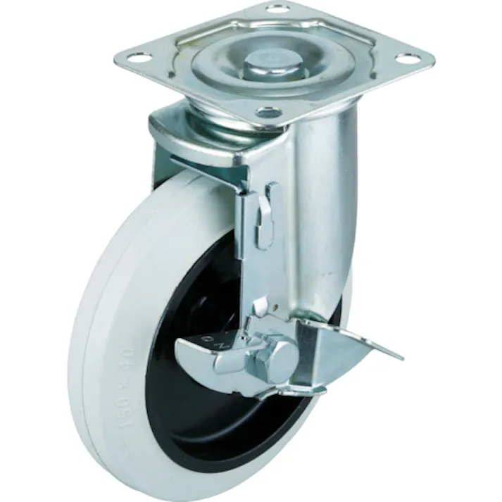 【CAINZ-DASH】ワコーパレット エアーキャスター(自在車ストッパー付) 125mm ホワイトゴム車 AHG-125-NRBDS-W【別送品】