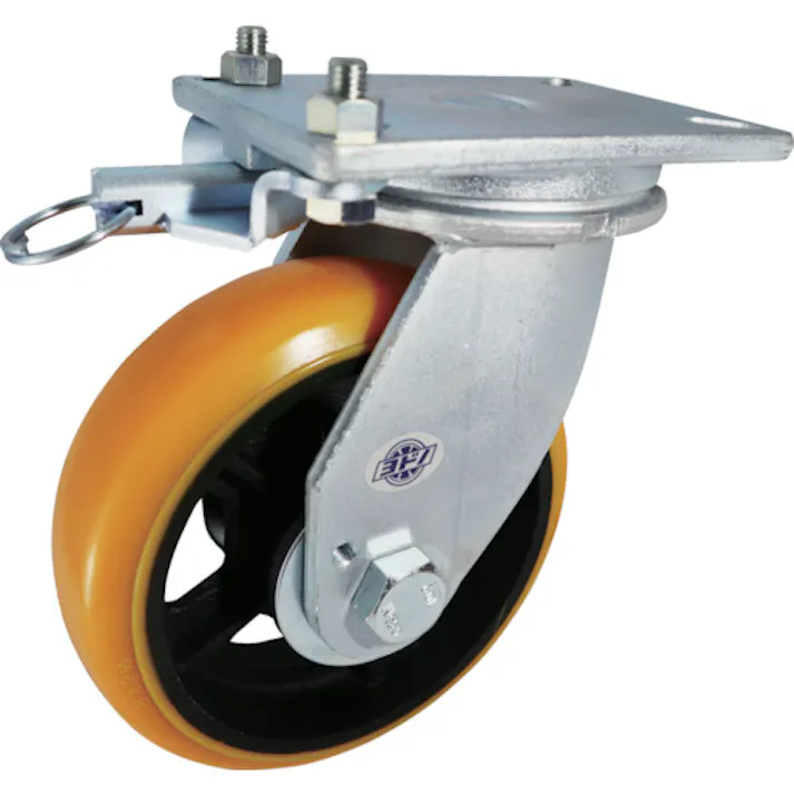 【CAINZ-DASH】ヨドノ 重量用高硬度ウレタン自在車200φ旋回ロック付 SDUJ200TL【別送品】