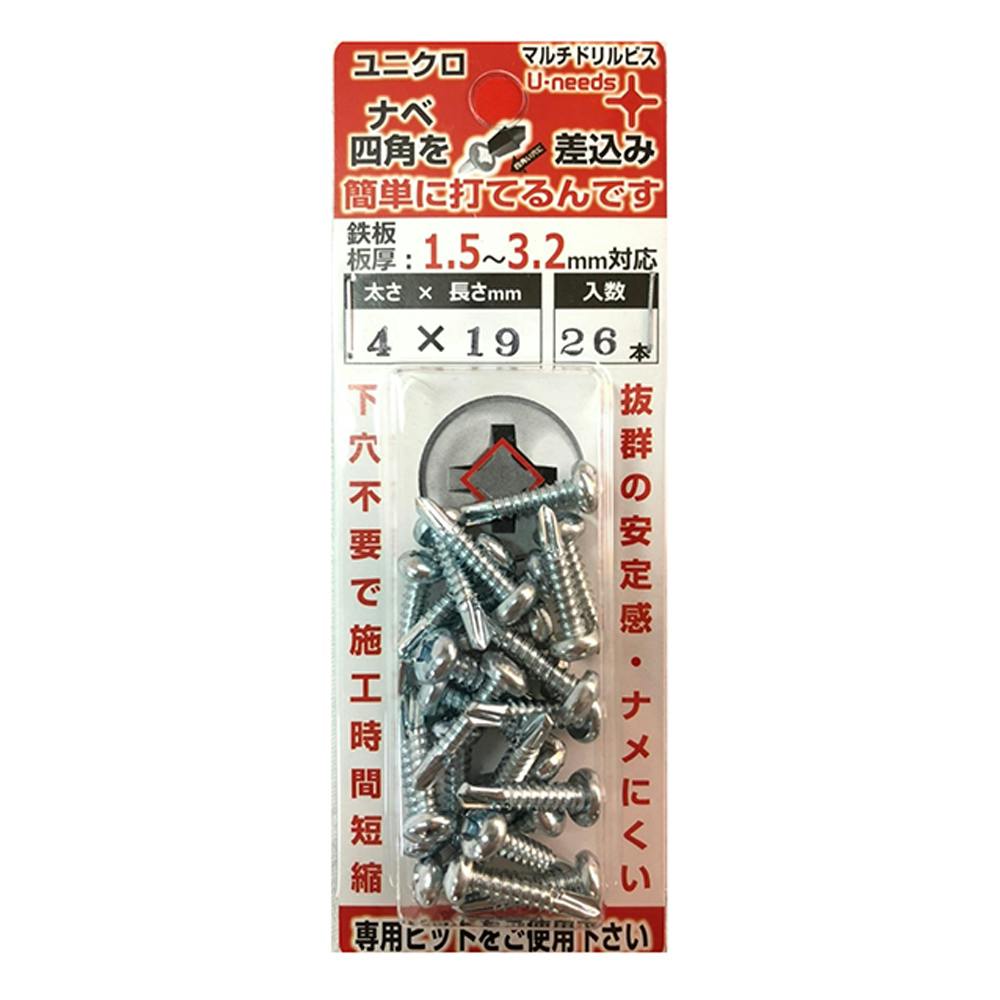 U-needs マルチドリルビス 鍋 ユニクロ NMD419N-NB 4×19mm 26本 ドリルねじ・ドリルビス U-needs マルチドリルビス 鍋 ユニクロ NMD419N-NB 4×19mm 26本 ドリルねじ・ドリルビス