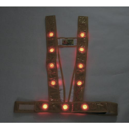 ミズケイ LEDタスキ型安全ベスト「光るんです」<ゴールド/赤LED> 3020001 安全ベスト(LED付) ミズケイ LEDタスキ型安全ベスト「光るんです」<ゴールド/赤LED> 3020001 安全ベスト(LED付)