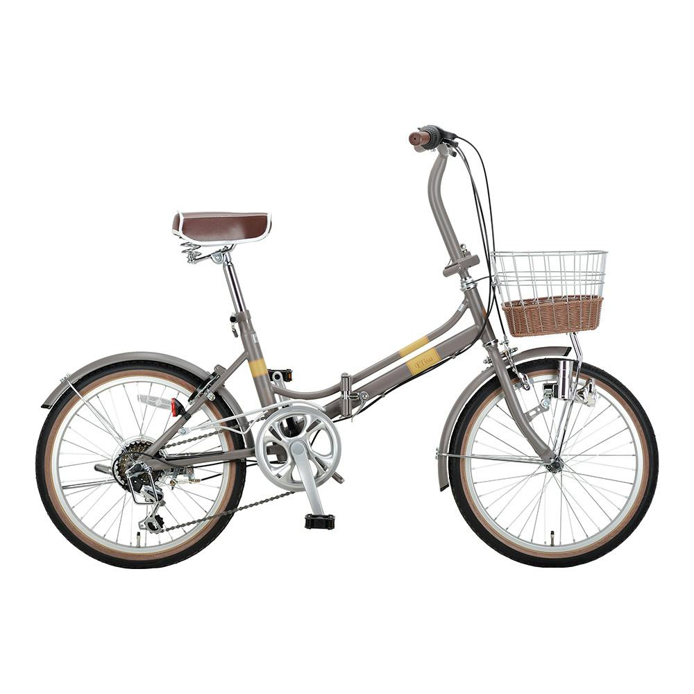 【自転車】CAPTAIN STAG 折りたたみ自転車 エリーサ FDB206 YG-1225 20インチ 外装6段 モカグレー