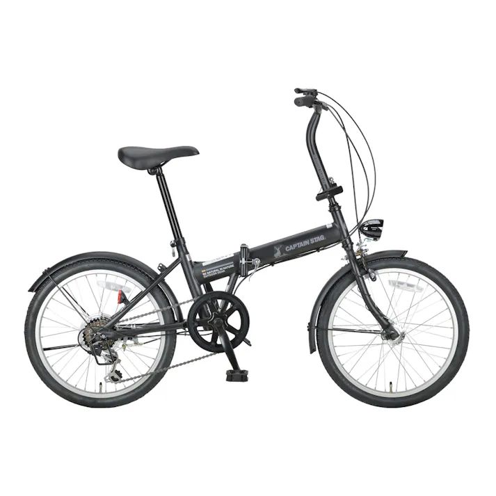【自転車】CAPTAIN STAG 折りたたみ自転車 ナビライト FDB206 20インチ 外装6段 マットブラック YG-1351