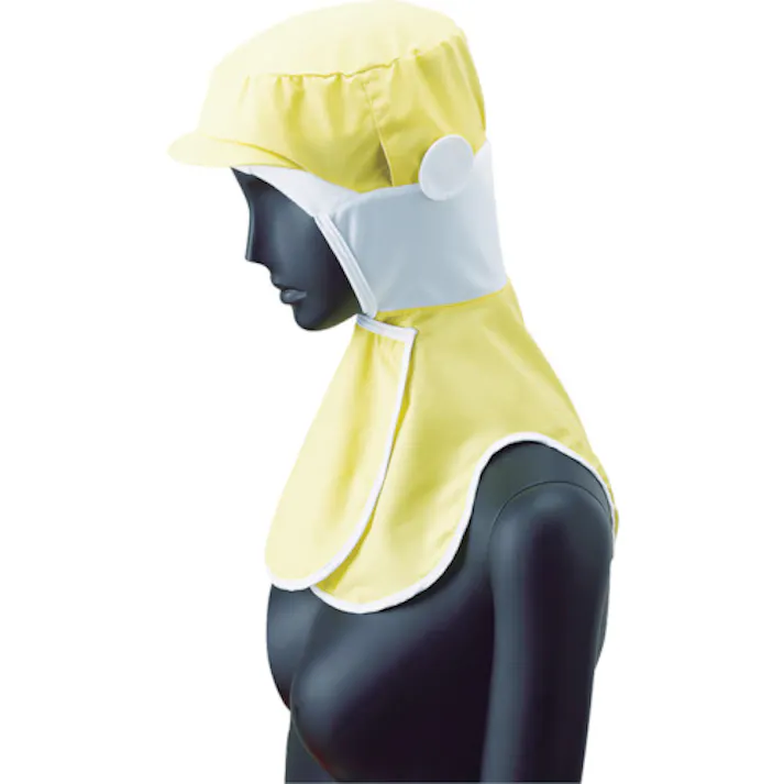【CAINZ-DASH】サーヴォ ロングフード 衛生帽子 イエロー L DC-5013-L【別送品】