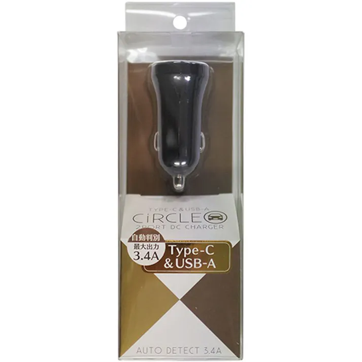 アイホープ DC-USB充電器+Cポート 3.4A ブラック IH-DCUC34ADK