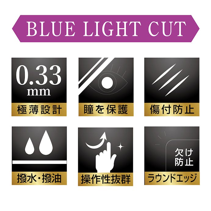 オズマ 2022iPhone6.1(2眼)/13/13Pro用ガラスフィルム ブルーライトカット IH-FGBLIP14