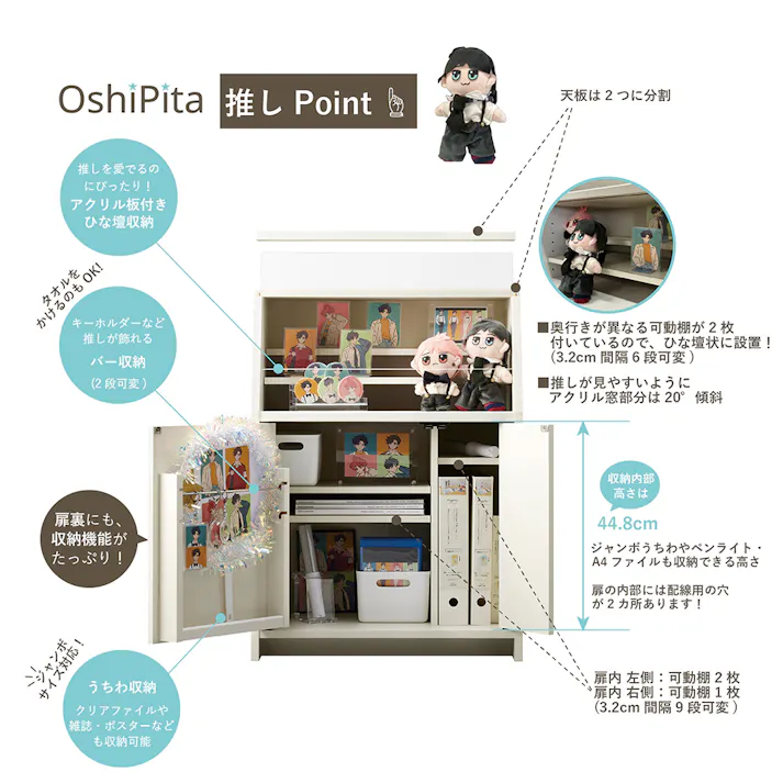 推し活ラック OPN (オシピタ) OPN-8060ST-WH 【別送品】