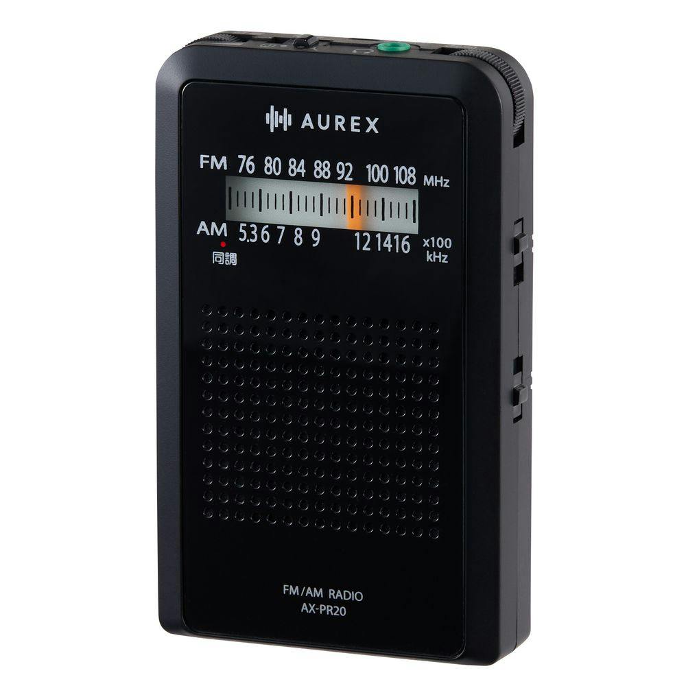 AUREX LEDライト付き ポケットラジオ ブラック AX-PR20(K)