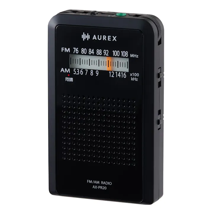 AUREX LEDライト付き ポケットラジオ ブラック AX-PR20(K)
