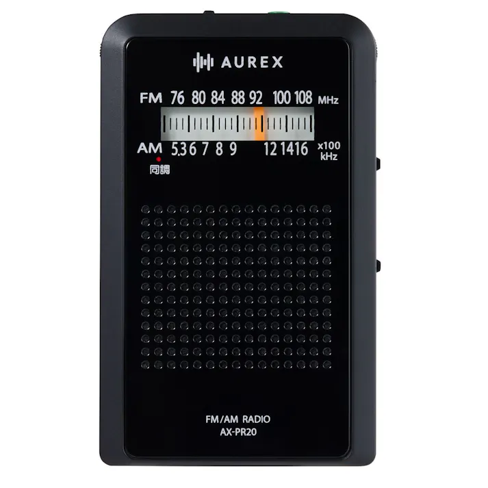 AUREX LEDライト付き ポケットラジオ ブラック AX-PR20(K)