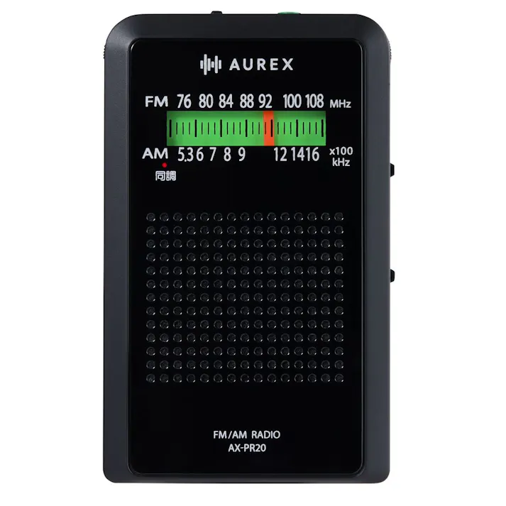 AUREX LEDライト付き ポケットラジオ ブラック AX-PR20(K)