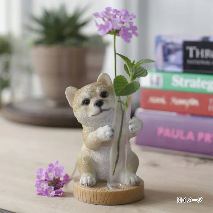 柴犬一輪挿し