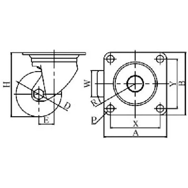 【CAINZ-DASH】ユーエイ キャスター事業部 プレート式 自在 ステンレス低床キャスター 強化ナイロン 車輪径75mm Hタイプ SUS-HG型 取付寸法71×71 SUS-HG-75GNB【別送品】