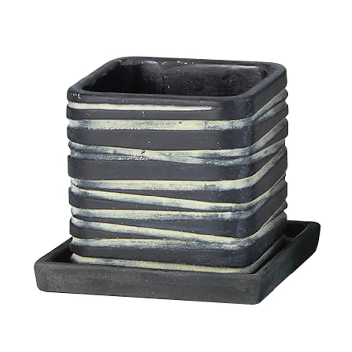 ジオポット スクエアー L ブラック