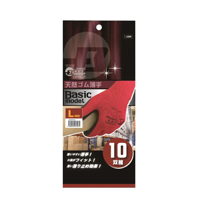 ベストグリップ 天然ゴム薄手手袋 10P L