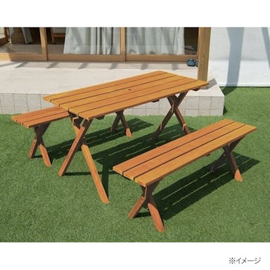 木製ガーデンテーブルセット ブラウン【別送品】