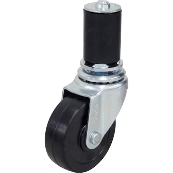 【CAINZ-DASH】ユーエイ キャスター事業部 差し込み式 自在 キャスター ゴム 車輪径100mm Eタイプ ETF型 パイプ径35 ETF-100RH-35P【別送品】