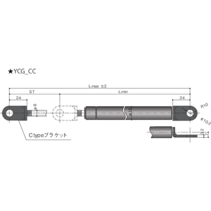 【CAINZ-DASH】ユーエイ キャスター事業部 ガススプリング YCGタイプ YCG150196CC【別送品】