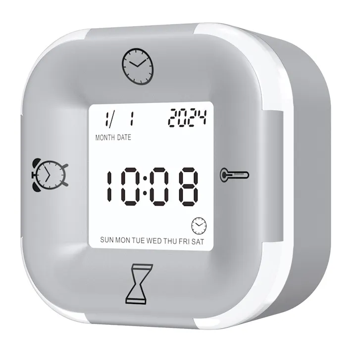 回転式デジタル置き時計 グレー AC-KTK-3GR