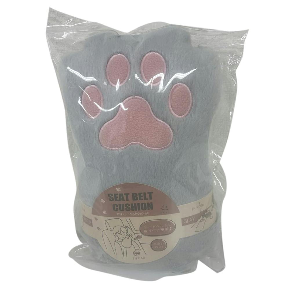 ふわふわ肉球 シートベルトクッション グレー