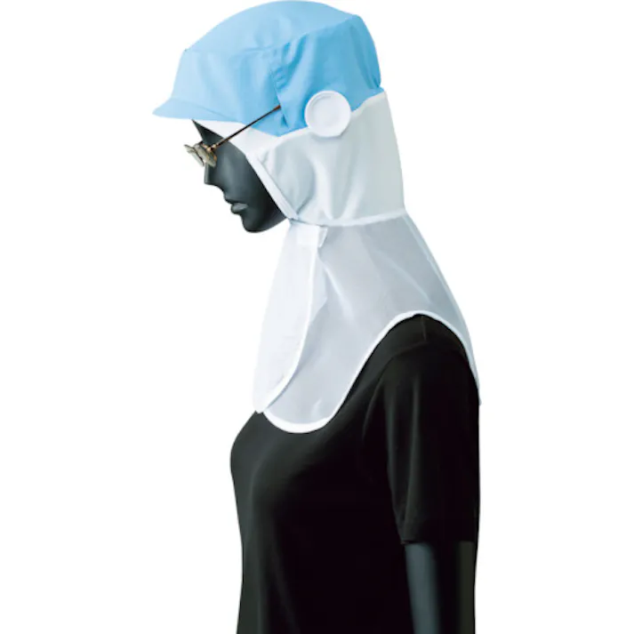 【CAINZ-DASH】サーヴォ ロングフード 衛生帽子 サックス M G-5112-M【別送品】