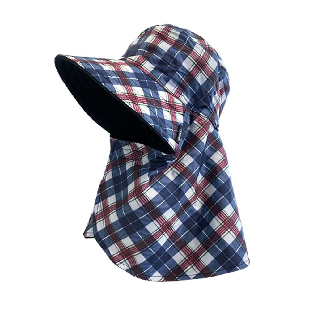 撥水裏フリース農帽 チェックネイビー YBH-001NV