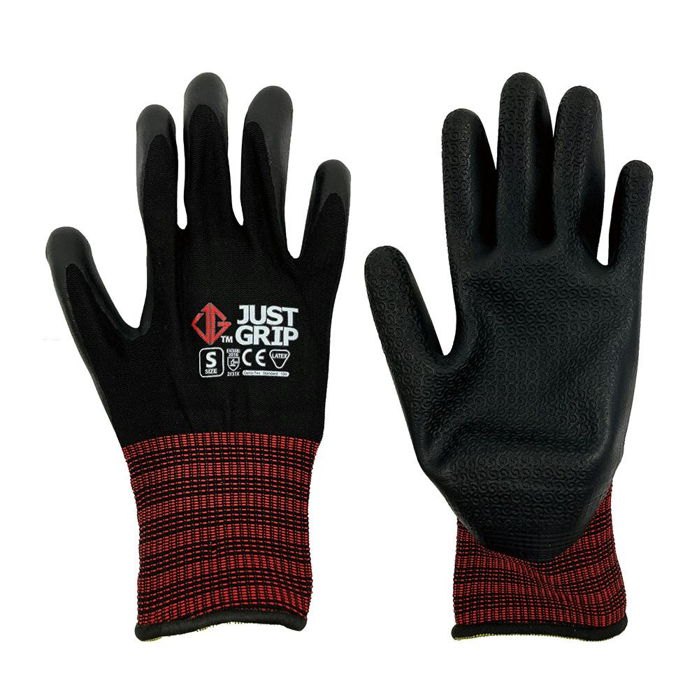 背抜き天然ゴム手袋 ブラック S 1双組