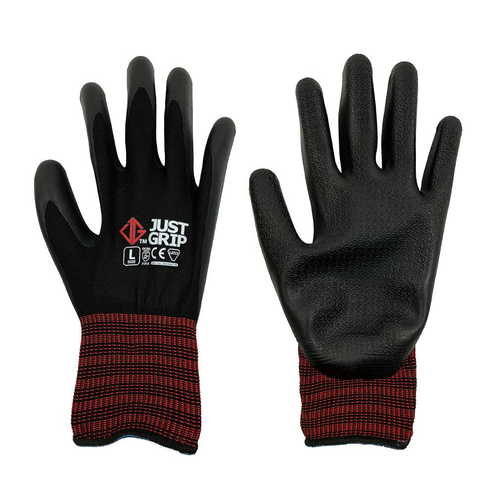 背抜き天然ゴム手袋 ブラック L 1双組