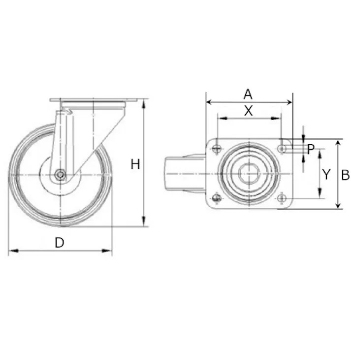 【CAINZ-DASH】テンテキャスター プレート式キャスター“ALPHA”(ウレタン車) φ160 自在式 3470ITP160P63 CONVEX【別送品】