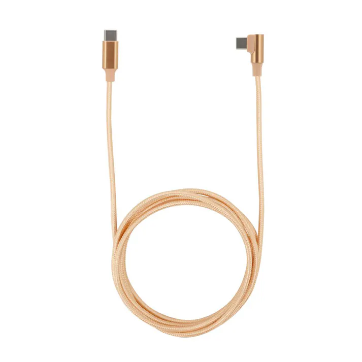 L型Type-C To Type-Cケーブル 60W 2m サーモンベージュ