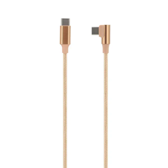 L型Type-C To Type-Cケーブル 60W 2m サーモンベージュ