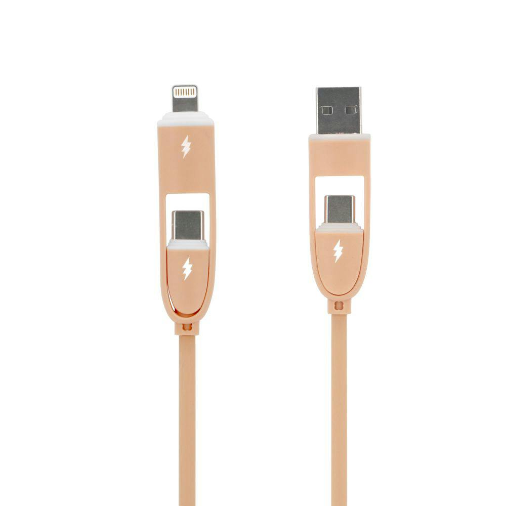 4in1シリコンケーブル 1m サーモンベージュ