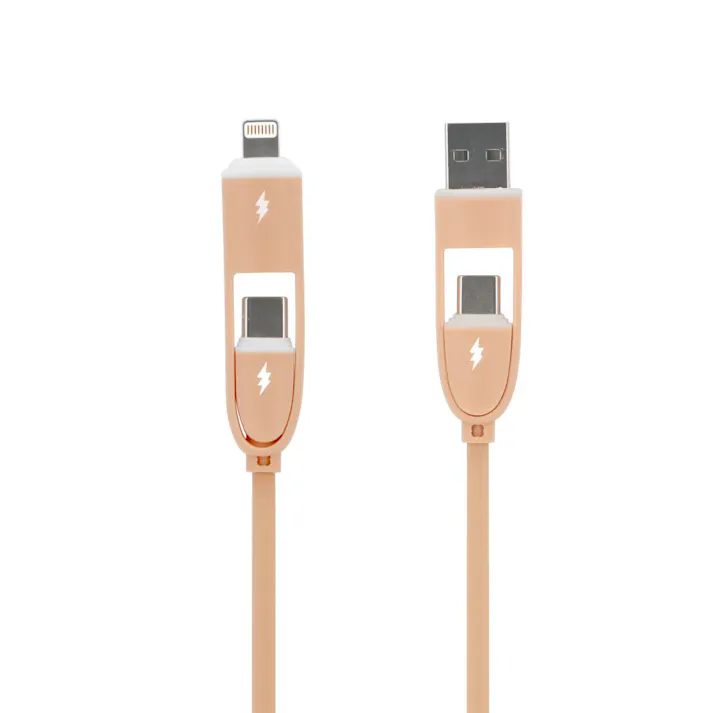 4in1シリコンケーブル 1m サーモンベージュ