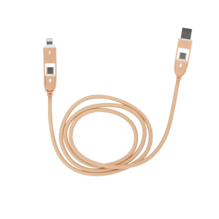 4in1シリコンケーブル 1m サーモンベージュ