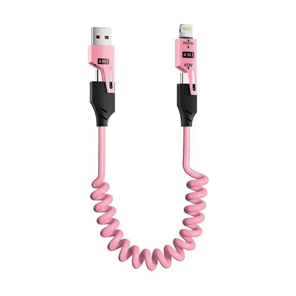 4in1 USB伸縮ケーブル ピンク | 携帯・スマホグッズ 通販