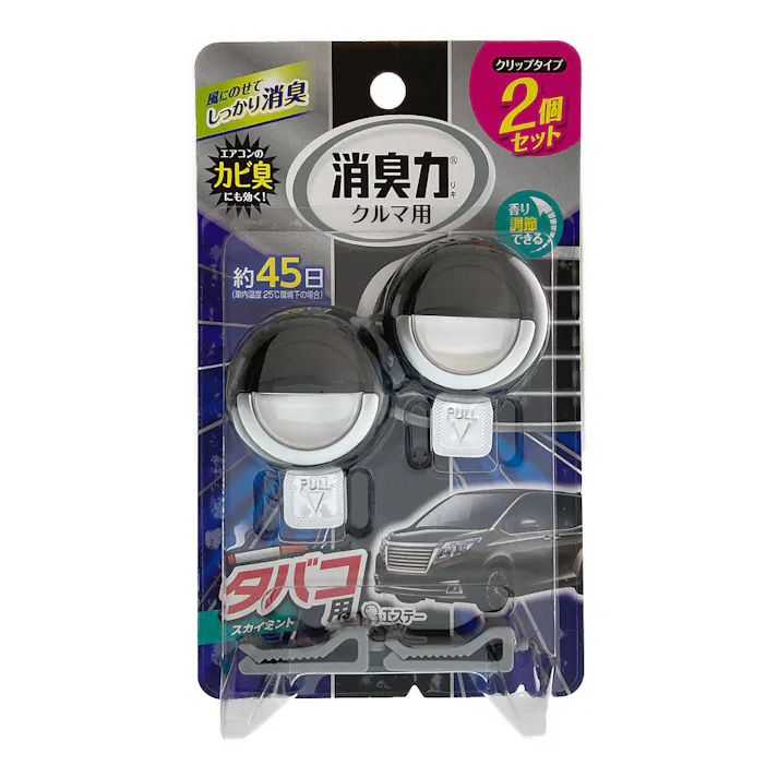エステー クルマの消臭力 クルマ用 クリップタイプ タバコ用スカイミント ST16019 2個セット