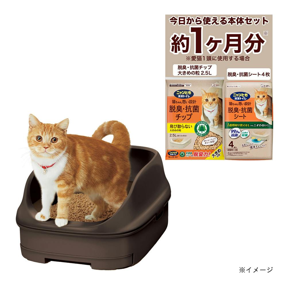 ニャンとも清潔トイレ 本体 オープンタイプ ブラウン | 猫砂・猫トイレ