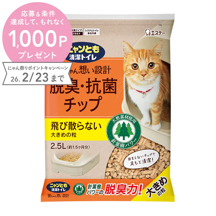 ニャンとも清潔トイレ 脱臭・抗菌チップ 大きめ粒 2.5L
