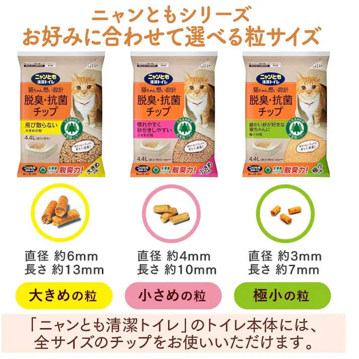 【ケース販売】ニャンとも清潔トイレ チップ 大きめの粒 4.4L×4個入