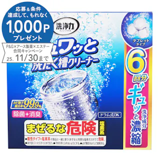 エステー 洗浄力 シュワッと洗たく槽クリーナー 6回分(64g×6包)