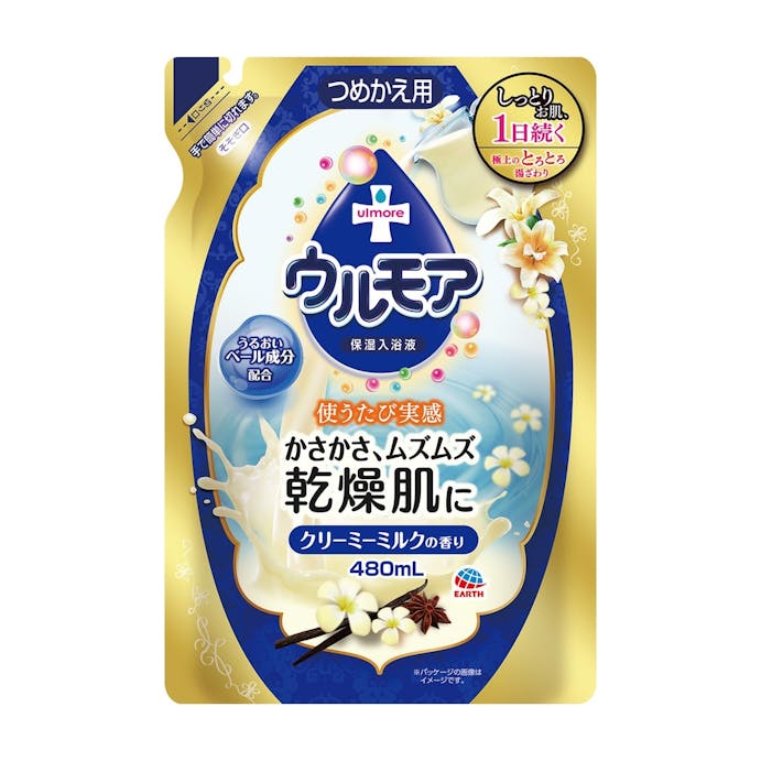 アース製薬 保湿入浴液 ウルモア クリーミーミルク 詰替 480ml(販売終了)