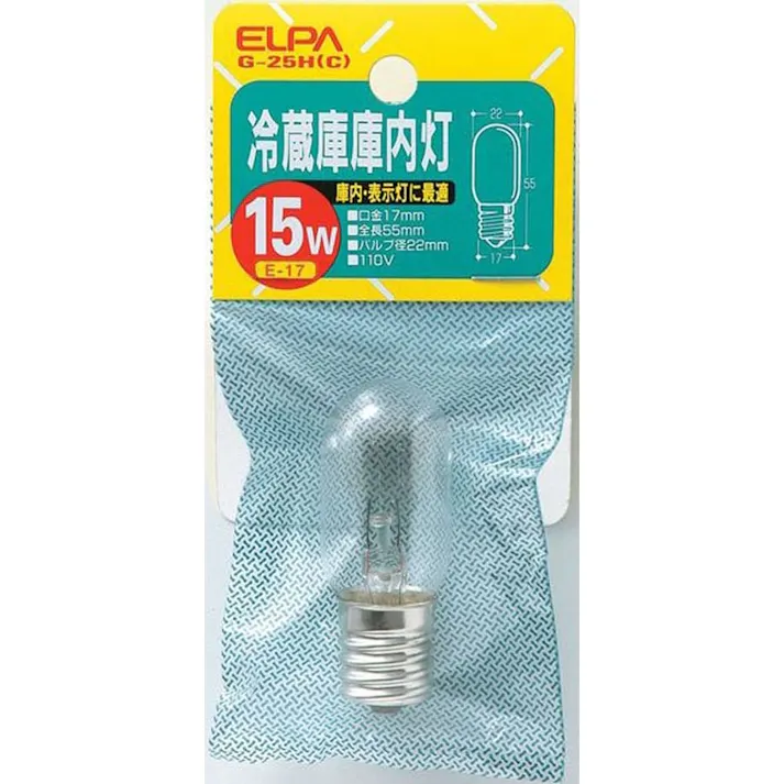 エルパ ELPA 冷蔵庫庫内灯 15W E17 クリア G-25H (C)