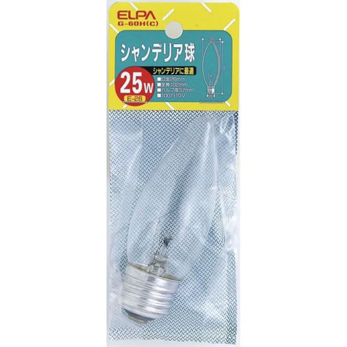 エルパ ELPA シャンデリア球 E26 透明 G-60H (C)