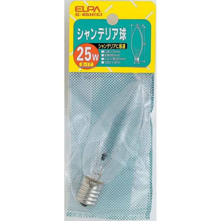 エルパ ELPA シャンデリア球 E17 透明 G-65H (C)