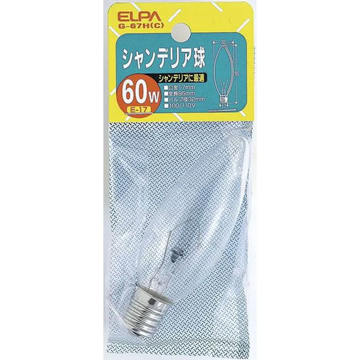 エルパ ELPA シャンデリア球 E17 透明 G-67H (C)