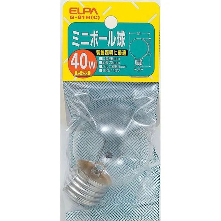 エルパ ELPA ミニボール球 40W 透明 G-81H (C)